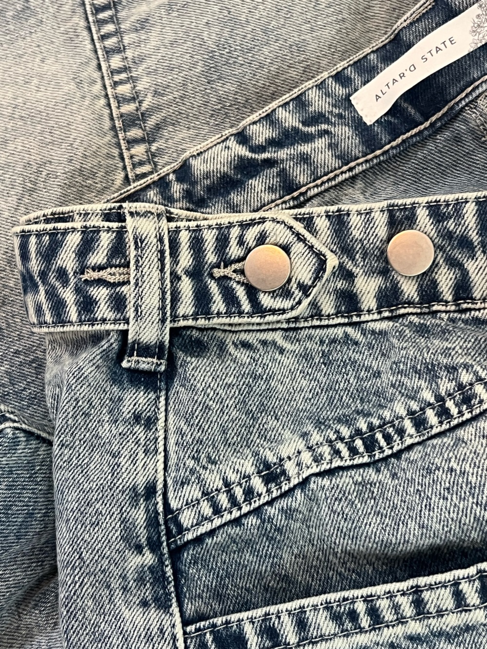 Altar’D State Wide Leg Jeans Light Acid Wash High Rise Button Front Womens 29 - Picture 10 of 11